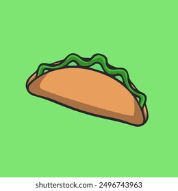 Taco vector illustration, Mexican junk food logo icon