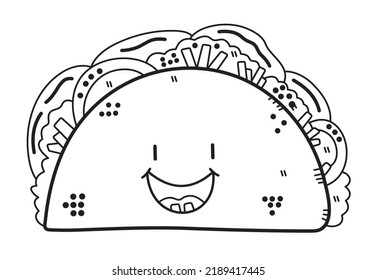 Taco Vector, Illustration Outline, Silhouette