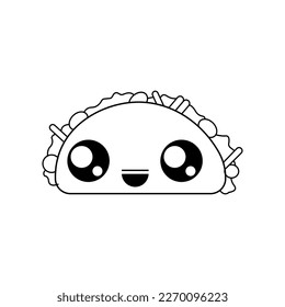 Taco vector illustration template for Coloring book. Drawing lesson for children	