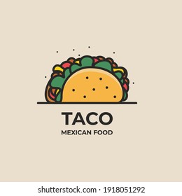 Taco vector illustration. Traditional Mexican food icon. Taco drawn lines icon
