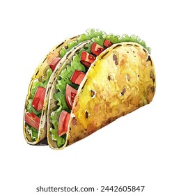 taco vector illustration in watercolour style