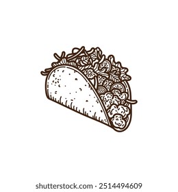 Taco Vector Image, Taco Icon Vector Image, Mexican Food Called Taco, Tacos Doodle Element.