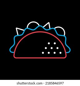 Taco vector isolated on black background icon. Fast food sign. Graph symbol for cooking web site and apps design, logo, app, UI