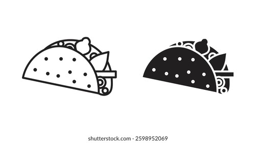 Taco vector line icon illustration collection.