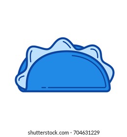 Taco vector line icon isolated on white background. Taco line icon for infographic, website or app. Blue icon designed on a grid system.