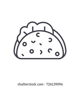 taco vector line icon, sign, illustration on background, editable strokes