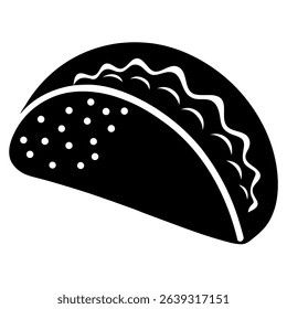 Taco vector Silhouette on white background 