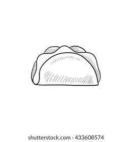 Taco vector sketch icon isolated on background. Hand drawn Taco icon. Taco sketch icon for infographic, website or app.
