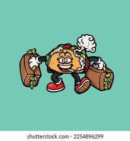 taco vector smoking joint hold nug weed cartoon