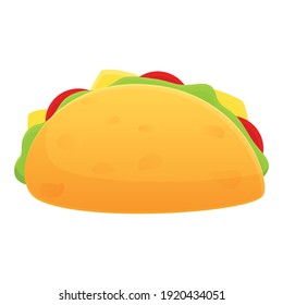 Taco with vegetables icon. Cartoon of taco with vegetables vector icon for web design isolated on white background