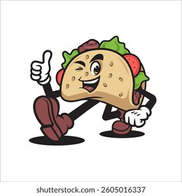 Taco Vintage Retro Mascot Illustration