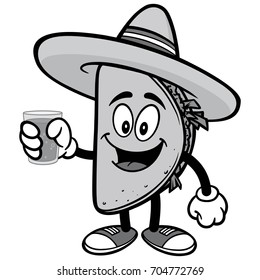 Taco with Water Illustration