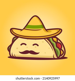 Taco Wearing Sombrero Logo Template