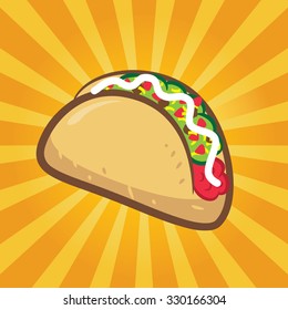 taco with yellow burst background