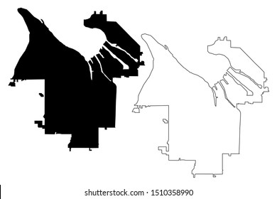 Tacoma City ( United States cities, United States of America, usa city) map vector illustration, scribble sketch City of Tacoma map svg
