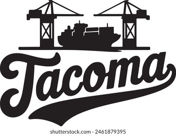 Tacoma Ship Silhouette Vector Illustration