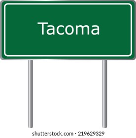 Tacoma, Washington, road sign green vector illustration, road tabel , USA city