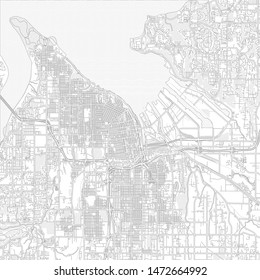 Tacoma, Washington, USA, bright outlined vector map with bigger and minor roads and steets created for infographic backgrounds.