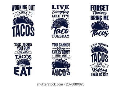 Tacos 6 design bundle with tacos graphics illustrations