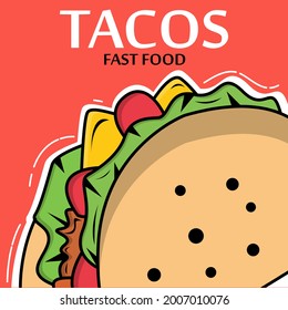 Tacos background design template. tacos poster vector illustration.