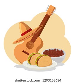 tacos with beans and guitar to day of the dead event