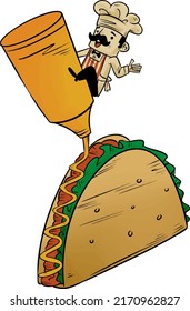 tacos cartoon retro character vector