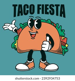 Tacos Character Design With Slogan Taco Fiesta