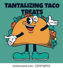 Tacos Character Design With Slogan Tantalizing Taco Treats