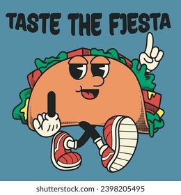 Tacos Character Design With Slogan Taste the fiesta