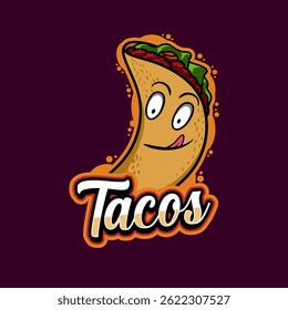 Tacos character logo logo for street food and fast food