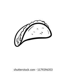 tacos doodle fast food icon vector 