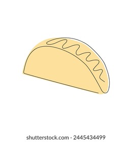 Tacos dibujados en una línea continua de color. Dibujo de una línea, minimalismo. Ilustración vectorial.