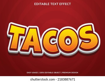 tacos editable text effect template with abstract style background use for business logo and brand