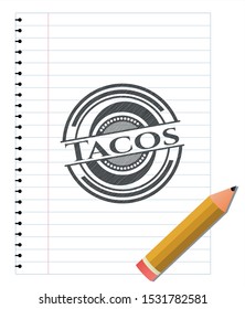 Tacos emblem draw with pencil effect. Vector Illustration. Detailed.