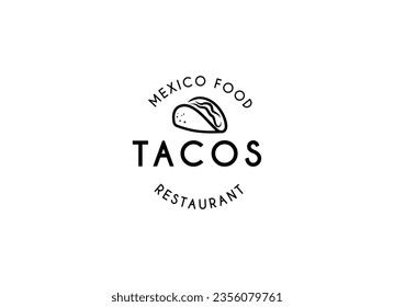 Diseño del logo alimentario del emblema de los tacos. Diseño del logotipo de tacos de México