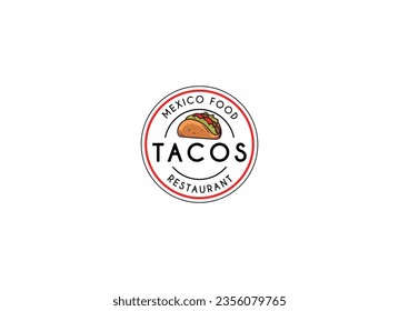 Tacos emblem food logo design. Mexico tacos logo design