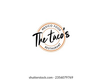 Diseño del logo alimentario del emblema de los tacos. Diseño del logotipo de tacos de México