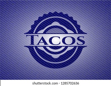 Tacos emblem with jean background