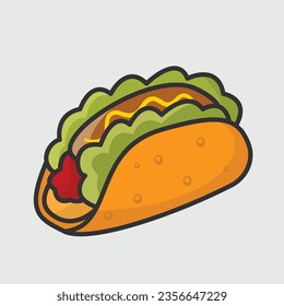 dibujos animados de tacos de comida rápida ilustración vectorial con estilo lindo y colorido