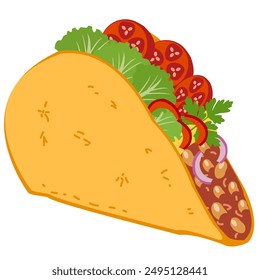 Tacos. Fast food.Isolated object. Flat design. icon. Vector Illustrator