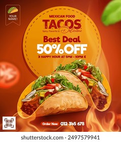 Tacos flyer and social media banner post template