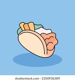 Tacos Free vector cartoon icon illustration.Brunch icon concept isolated . flat cartoon style