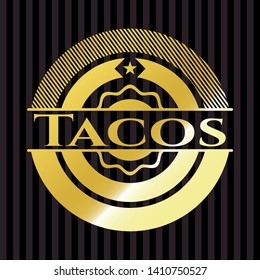 Tacos golden badge or emblem. Vector Illustration. Detailed.