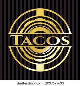 Tacos golden emblem. Vector Illustration. Detailed. 
