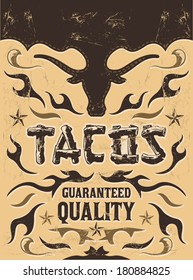 Tacos - grunge - vintage vector poster - Grunge effects can be easily removed