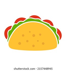 Tacos icon, isolated, black on the white background. Taco with tortilla. Mexican fast food. Vector illustration.