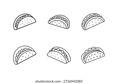 Ícone Tacos ilustração vetorial de arte de linha isolada