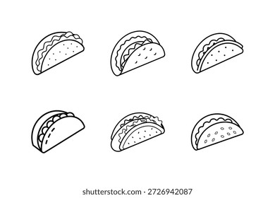 Tacos, Symbol, Linie, Vektorgrafik einzeln