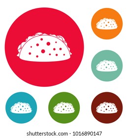 Tacos icons circle set vector isolated on white background