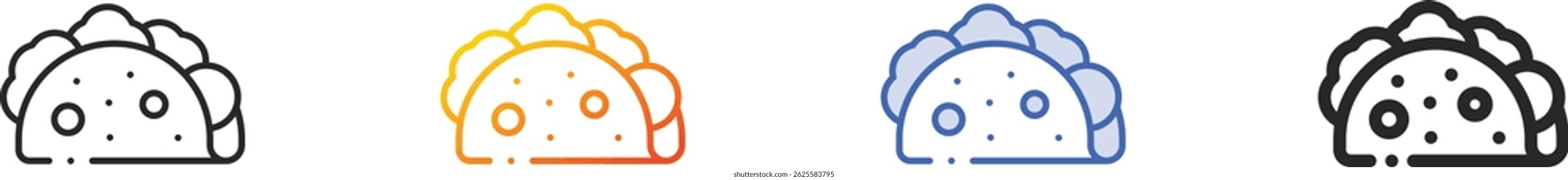 tacos icon.Thin Linear, Gradient, Blue Stroke and bold Style Design Isolated On White Background